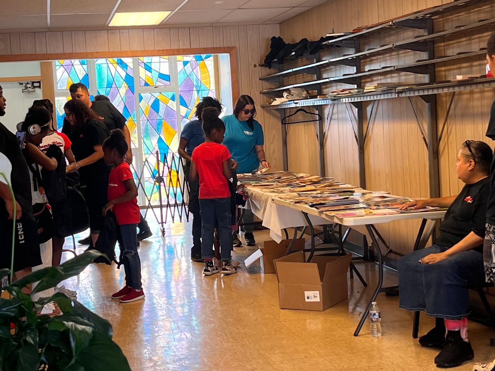 Books and resources at a community gathering