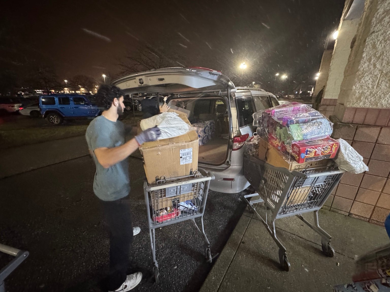 Loading supplies after dark