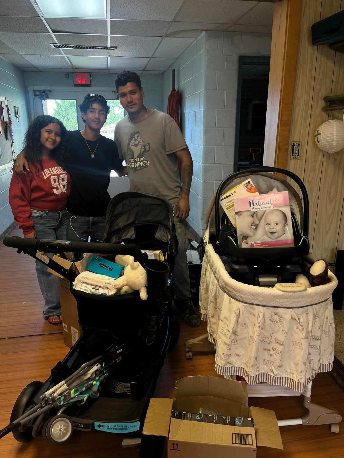 Strollers and family supplies ready to go